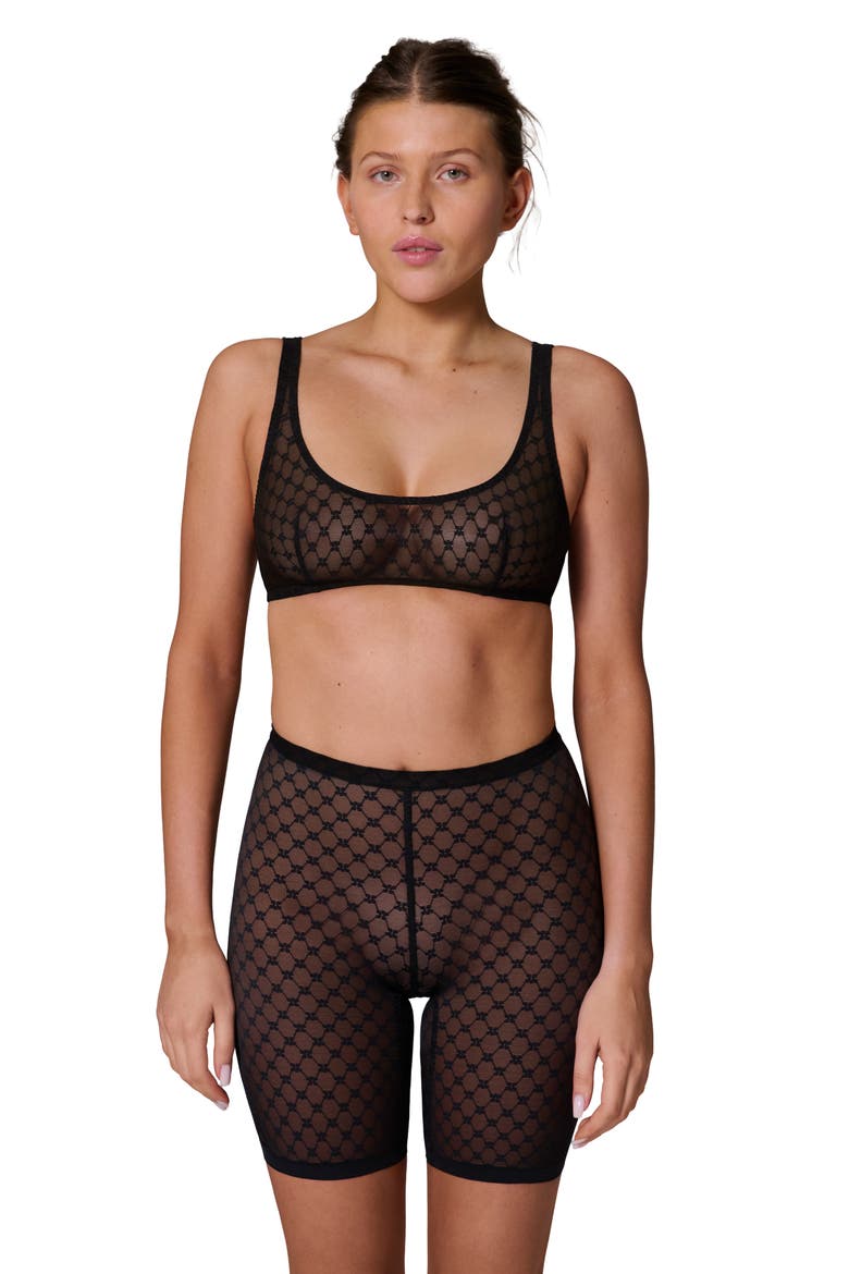 Plume Uplifting Embroidered Shaping Shorts, Alternate, color, BLACK