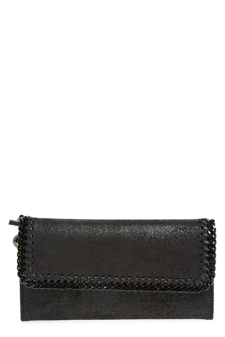 Shaggy Deer Faux Leather Wallet, Main, color, BLACK