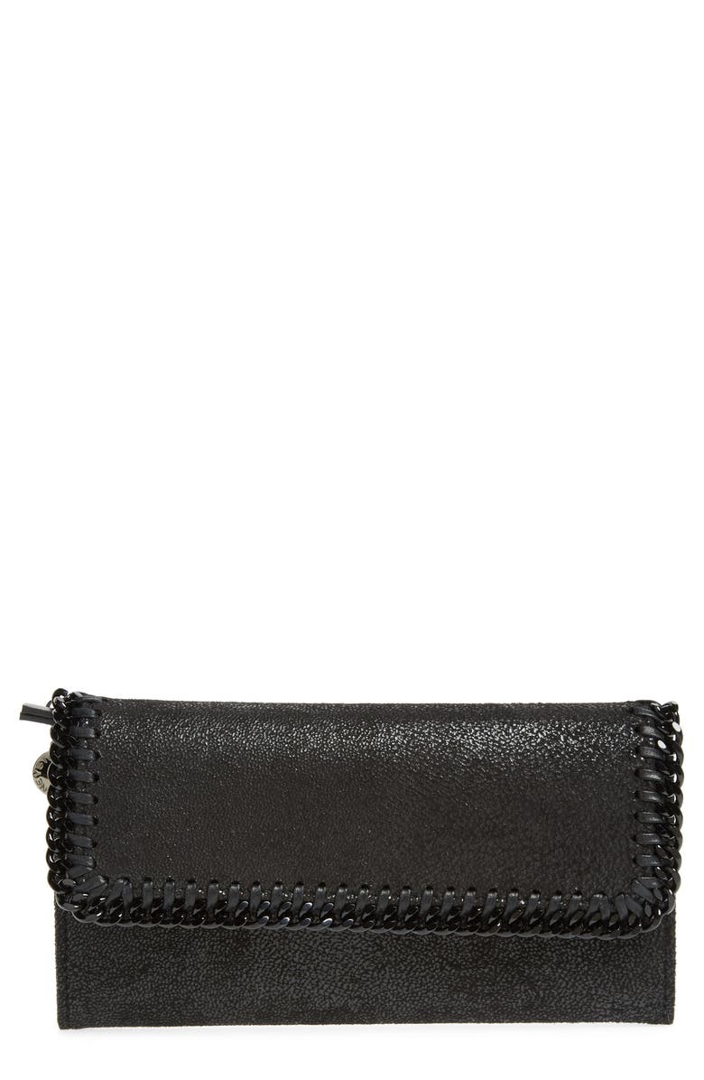 Stella McCartney Shaggy Deer Faux Leather Wallet, Main, color,