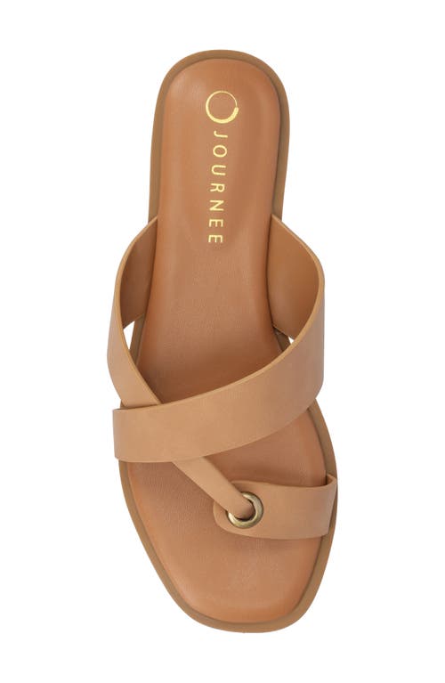 Shop Journee Collection Prizzie Flat Slide Sandal In Tan