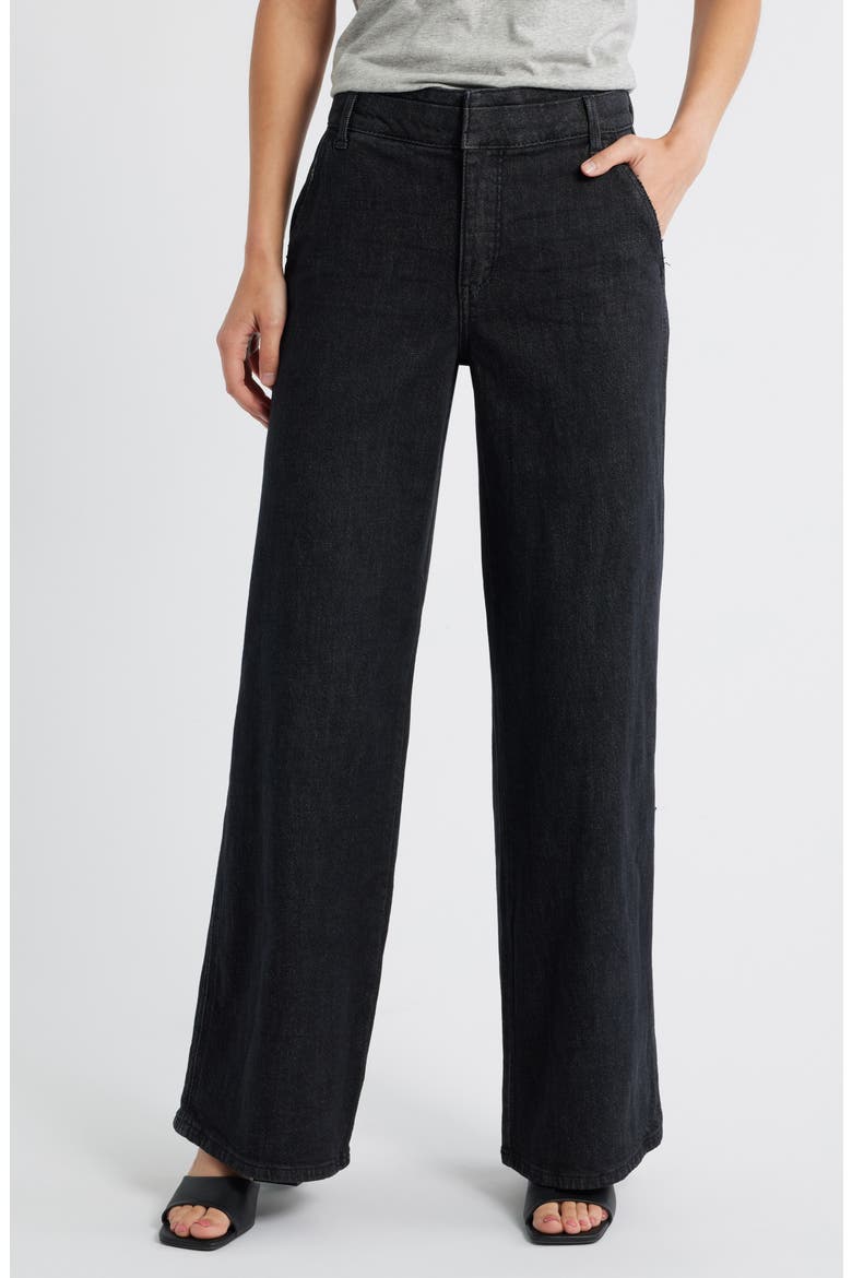Skyrise Double Waistband Wide Leg Jeans, Main, color, WASHED BLACK ARTISANAL