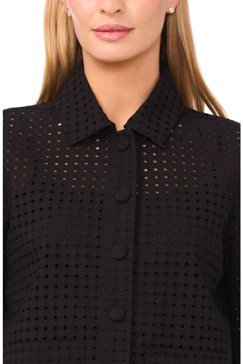 Eyelet Embroidery Woven Shirt, Alternate, color, RICH BLACK