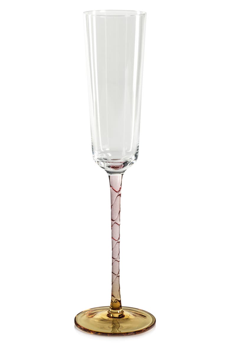 Sachi Set of 6 Champagne Flutes, Main, color, AMBER/ PINK