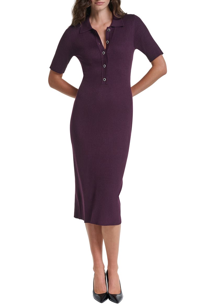Rib Midi Sweater Dress, Main, color, FIG