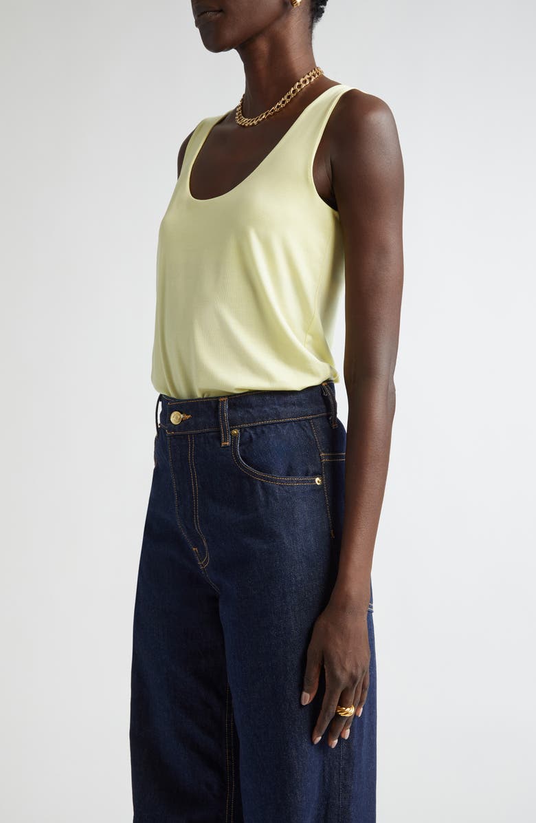 ST. JOHN Polished Stretch Jersey Tank, Alternate, color, Lemon Grass