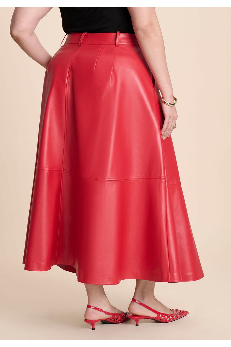 Faux Leather Midi Skirt, Alternate, color, BARBADOS CHERRY