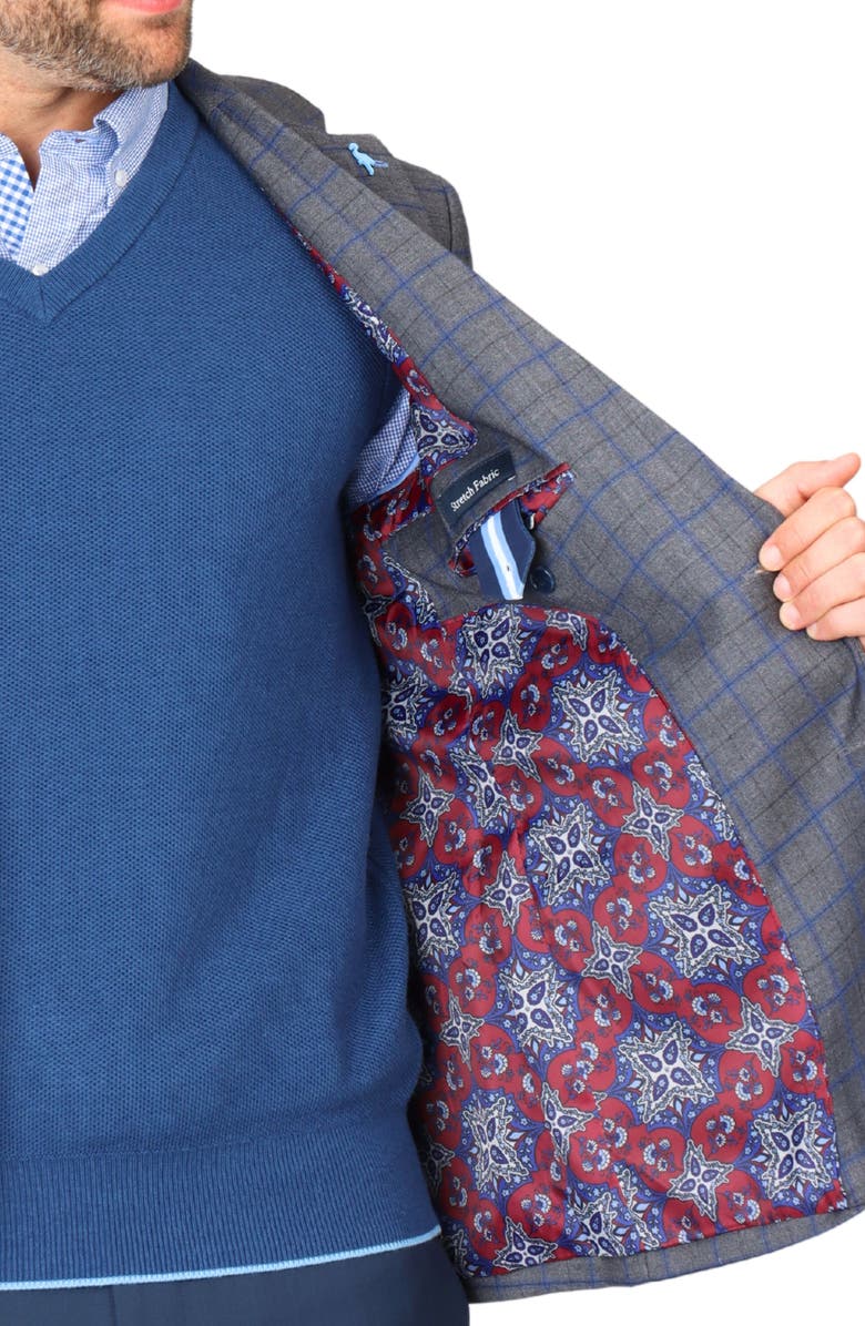 TailorByrd Classic Mélange Windowpane Sport Coat, Alternate, color, Charcoal