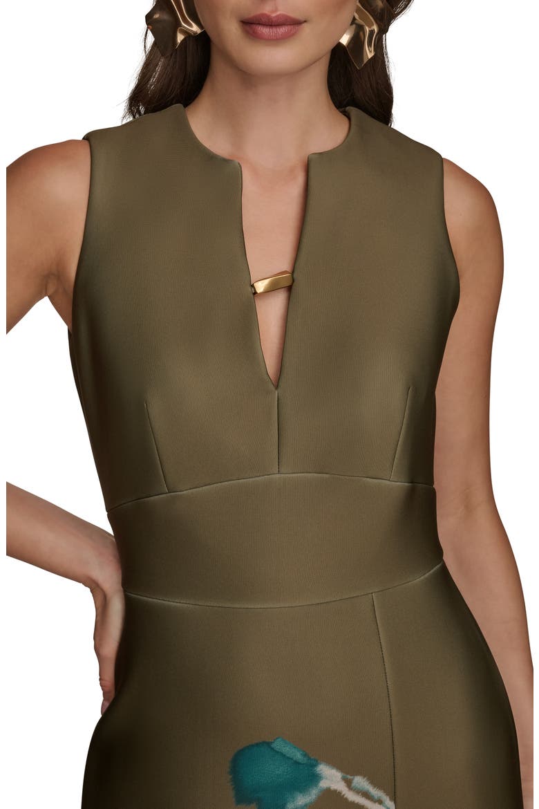 Floral Print Sleeveless Sheath Dress, Alternate, color, ANTIQUE GREEN
