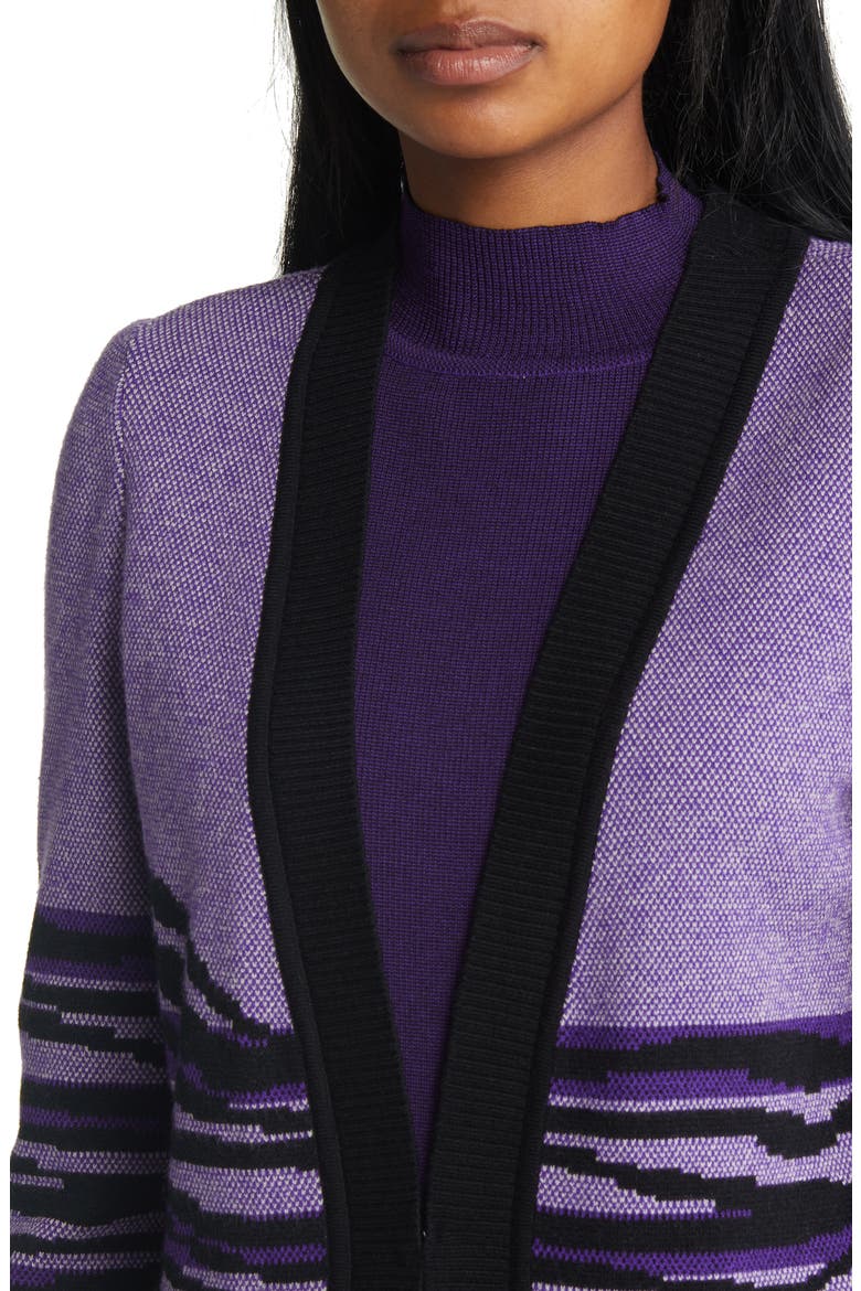 Landscape Stripe Cardigan, Alternate, color, VALIENT PURPLE STERLING BLACK