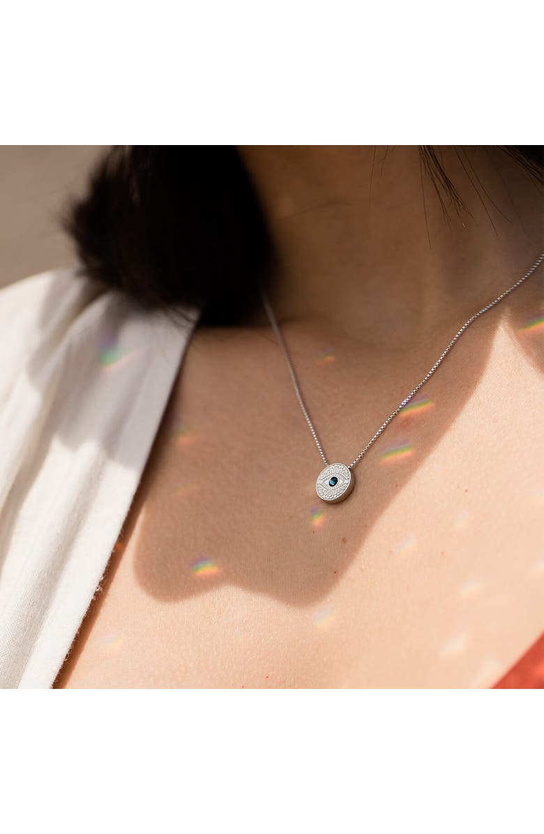 Alex and Ani Evil Eye Crystal  Necklace, Alternate, color, Silver