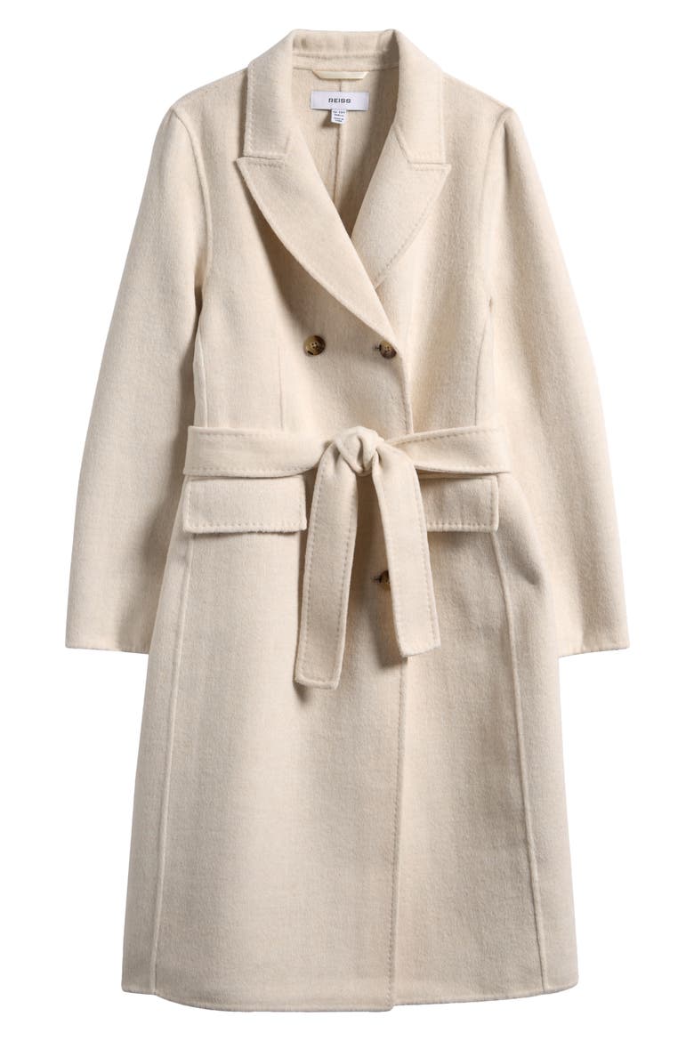 Kids' Maeve Belted Double Breasted Wool Blend Coat, Main, color, OATMEAL
