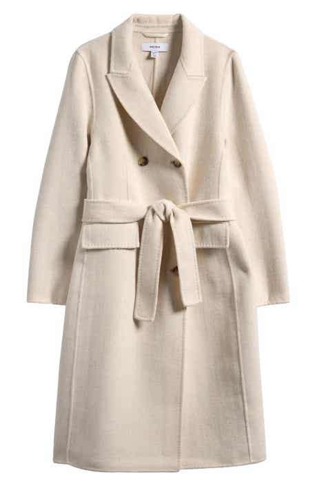Reiss Kids' Maeve Belted Double Breasted Wool Blend Coat