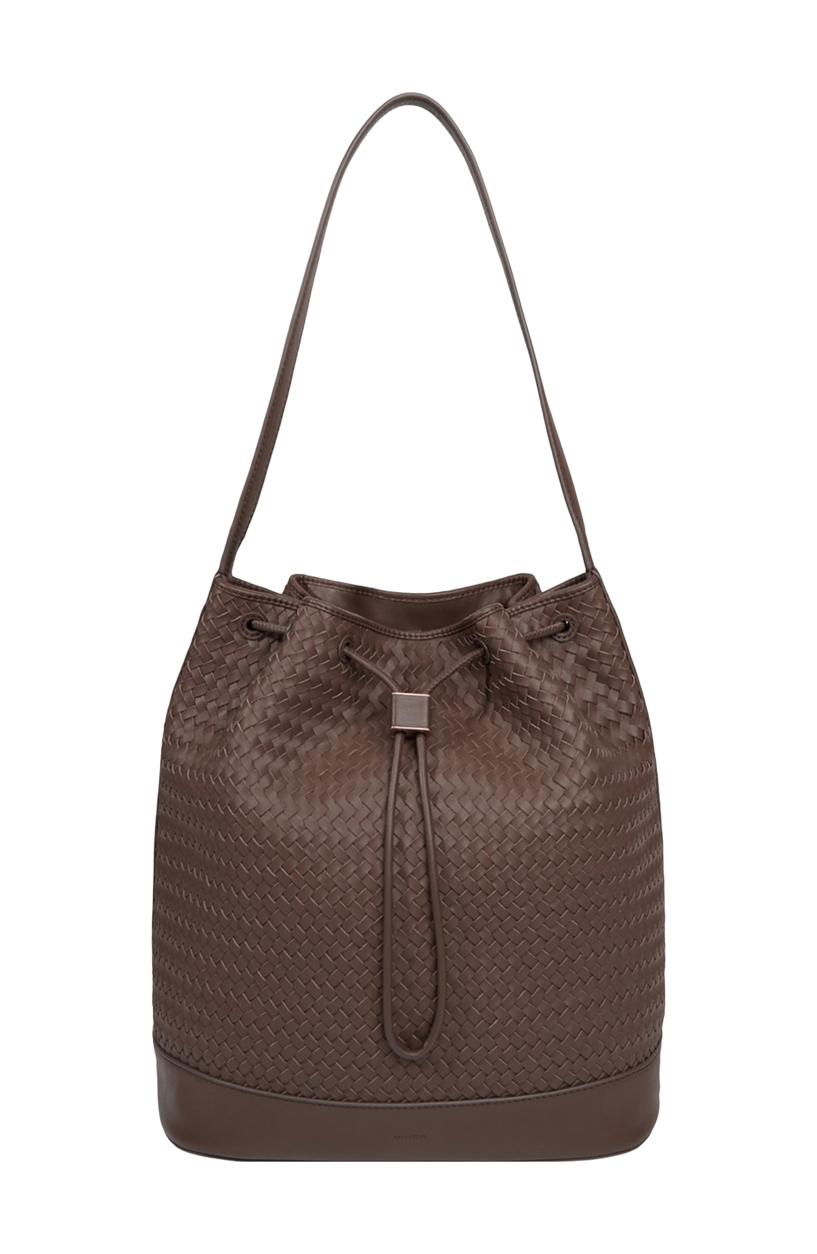 Sarai Woven Leather Bucket Bag, Main, color, DATE