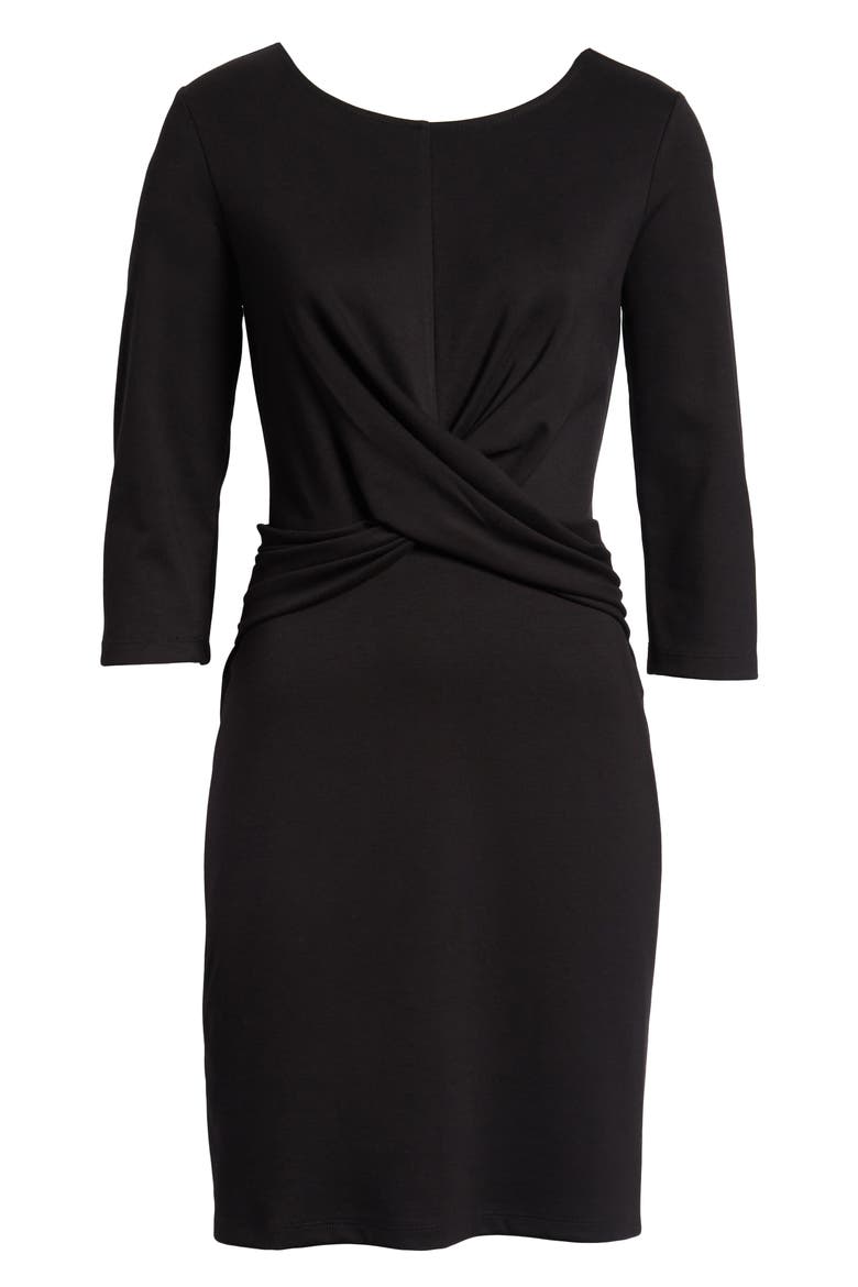 Gibson Knot Front Stretch Knit Body-Con Dress, Alternate, color, BLACK