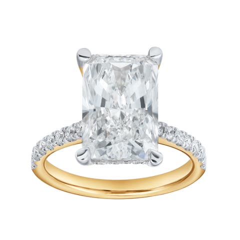 Maia 14K Gold Radiant Cut Lab Grown Diamond Hidden Halo Engagement Ring - 5.4 Ct