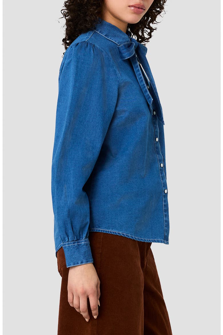 Zaves Cotton Chambray Bow Shirt, Alternate, color, LIGHT VINTAGE