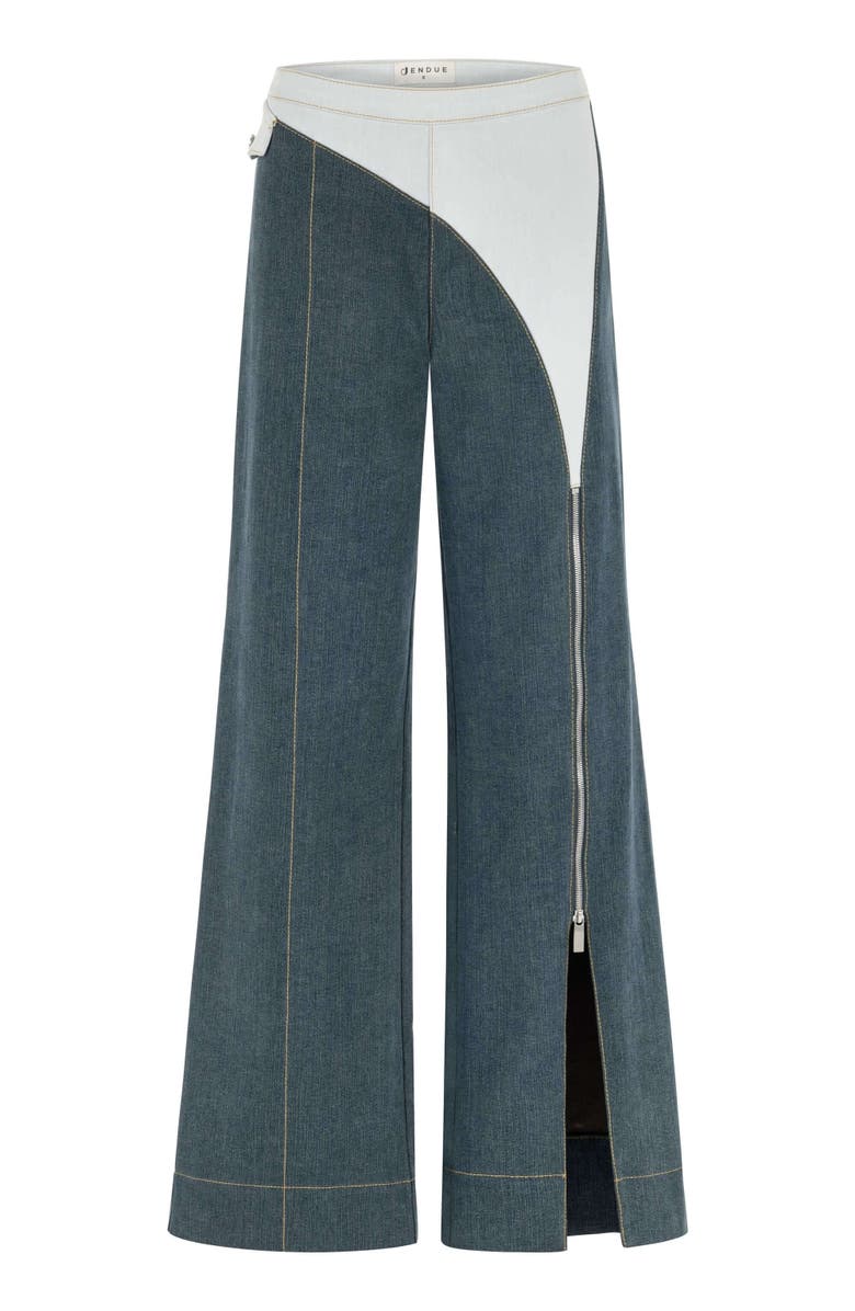 Jendue Women's Monte Wide Leg Denim Jeans - Unique Zip Detail, Alternate, color, Deep Blue