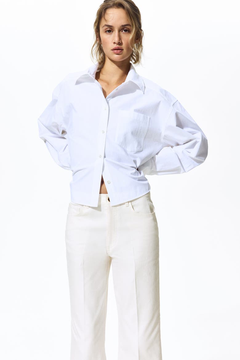 Bootcut Cotton Canvas Trousers, Alternate, color, White
