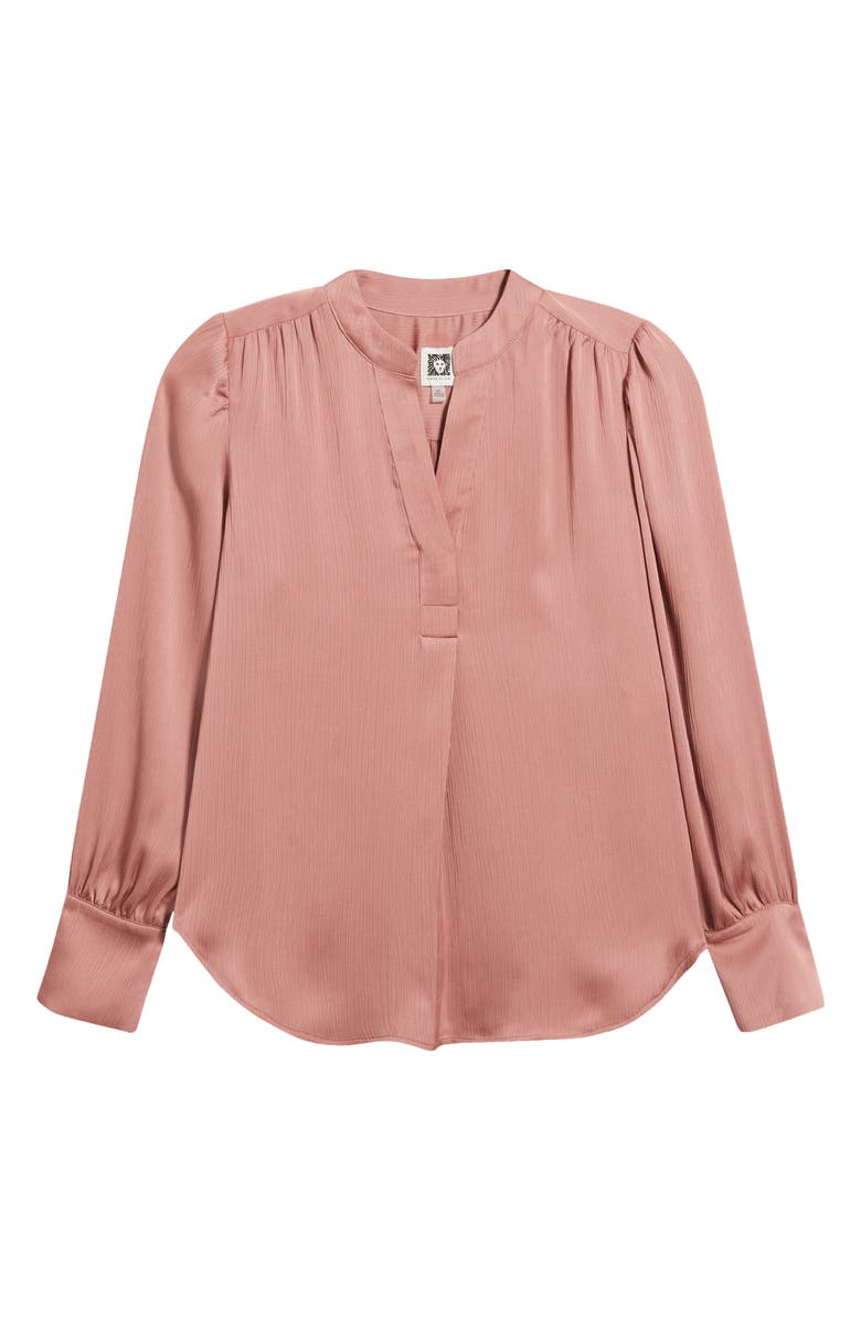 Anne Klein Textured Crepe Long Sleeve Top, Alternate, color, Soft Primrose