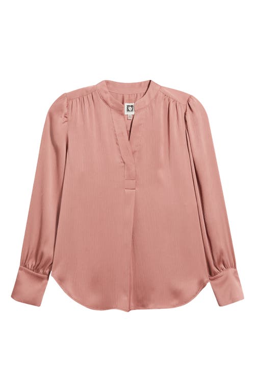 Anne Klein Textured Crepe Long Sleeve Top In Pink
