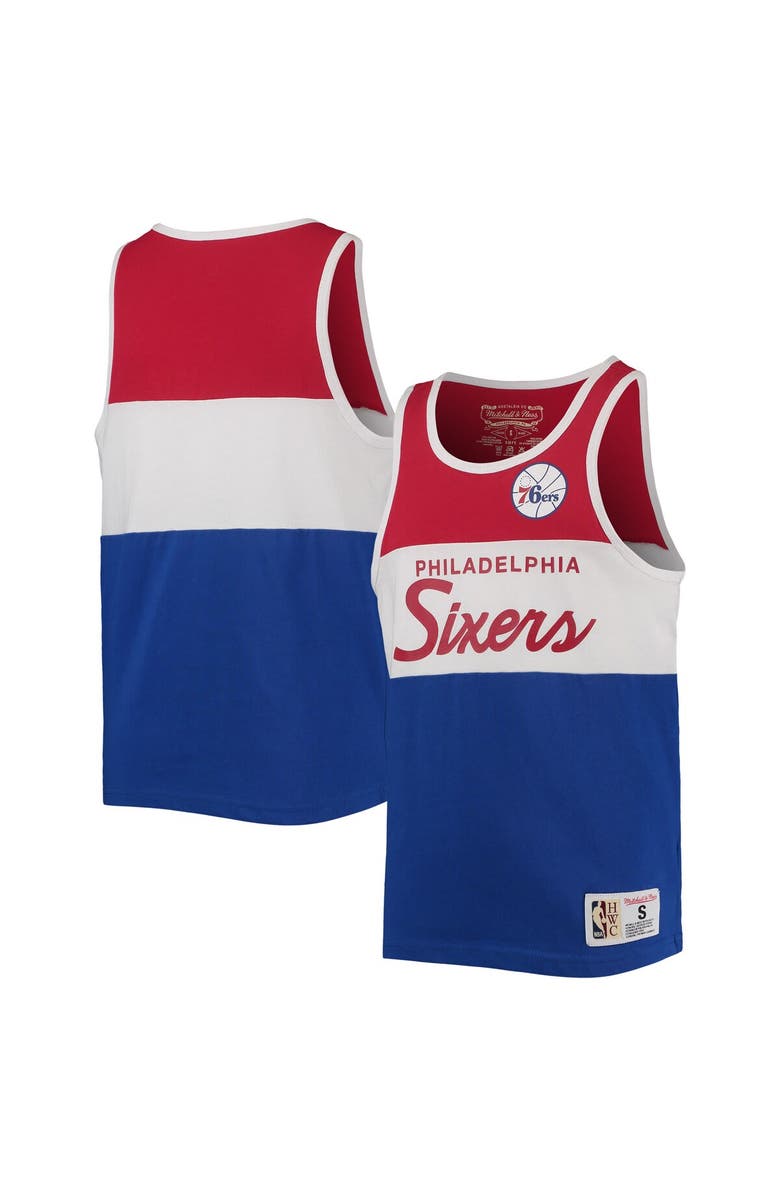 Mitchell & Ness Youth Mitchell & Ness Royal/Red Philadelphia 76ers Hardwood Classics Special Script Tank Top, Main, color, 