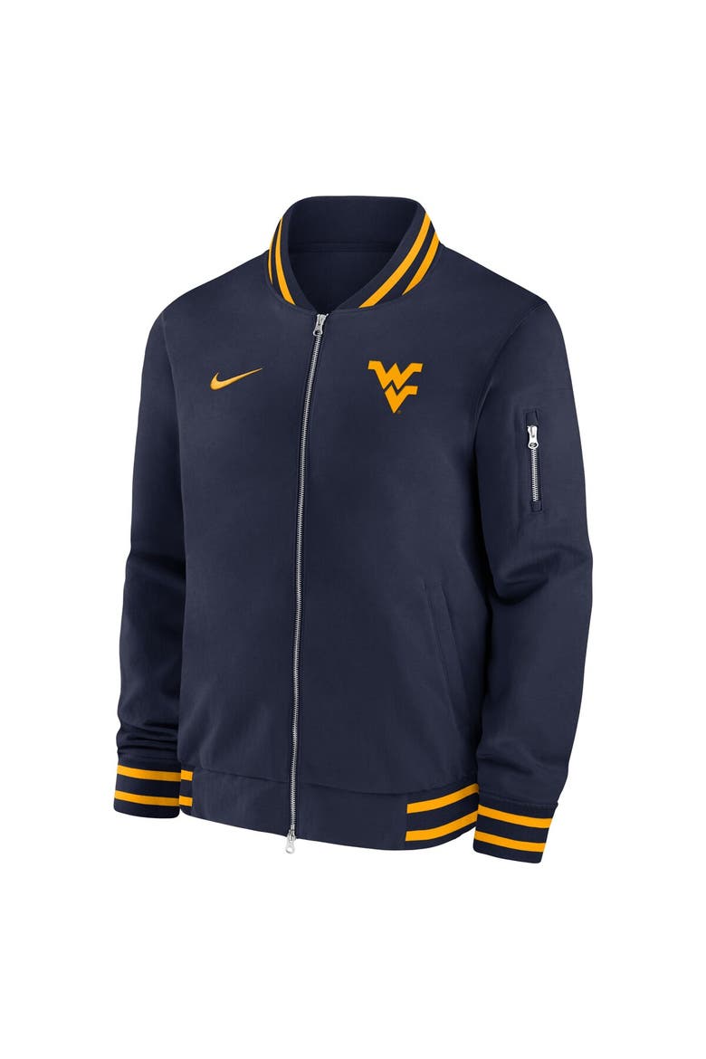 Men's Nike Navy West Virginia Mountaineers 2024 Sideline Full-Zip Bomber Jacket, Alternate, color, Navy