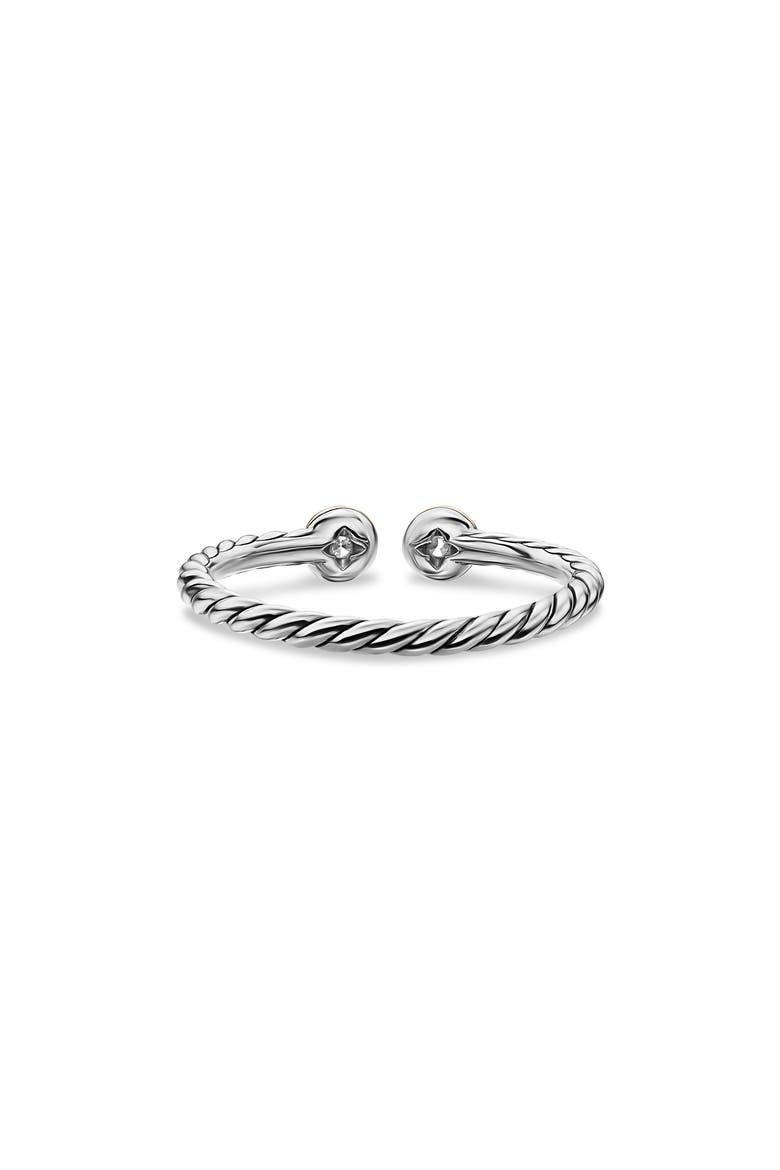 Cable Open Round Ring in Sterling Silver with 18K Yellow Gold and Diamonds, 3.9mm, Alternate, color, SILVER PAVE