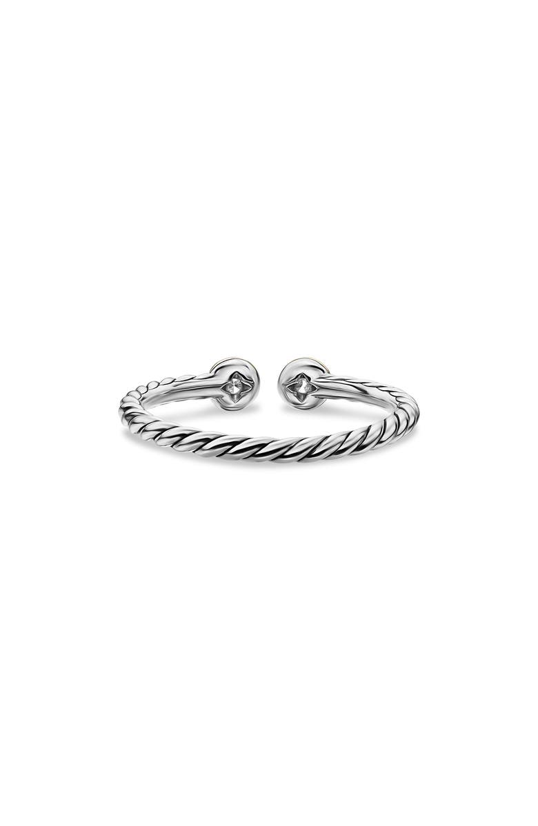 David Yurman Cable Open Round Ring in Sterling Silver with 18K Yellow Gold and Diamonds, 3.9mm, Alternate, color, Silver Pave