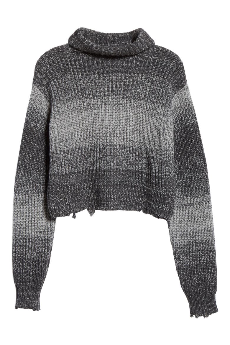 Beau Stripe Distressed Cotton Turtleneck Sweater, Alternate, color, HEATHER VAPE