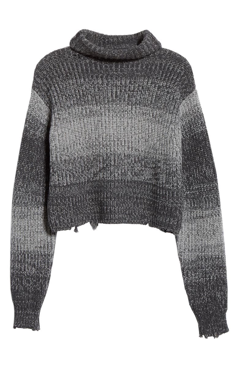 RtA Beau Stripe Distressed Cotton Turtleneck Sweater, Alternate, color,