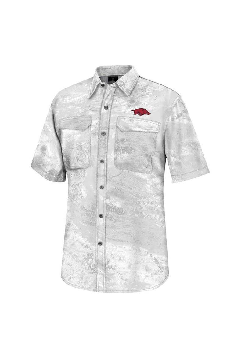 Men's Colosseum  White Arkansas Razorbacks Realtree Aspect Charter Full-Button Fishing Shirt, Alternate, color, White