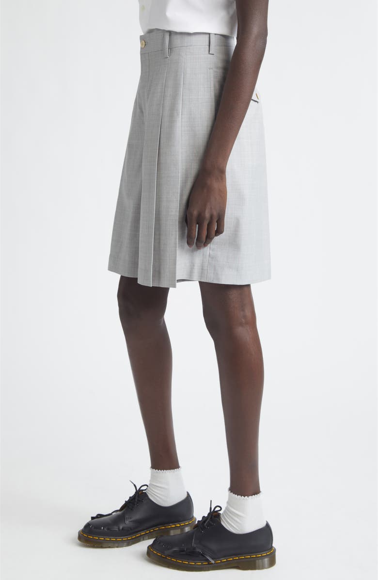 Comme des Garçons Girl Pleated Yarn Dyed Tropical Wool Shorts, Alternate, color, Grey/ Pink