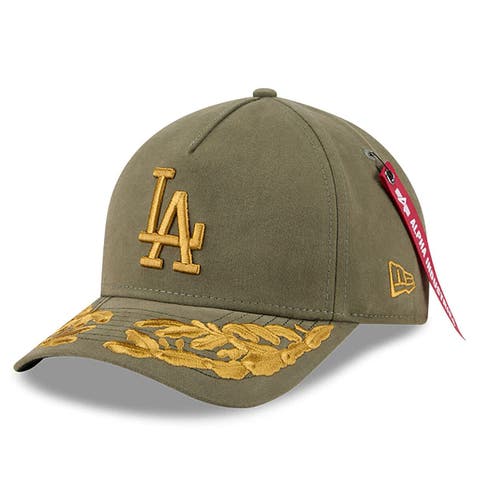 Men's New Era x Alpha Industries  Olive Los Angeles Dodgers A-Frame 9FORTY Adjustable Hat