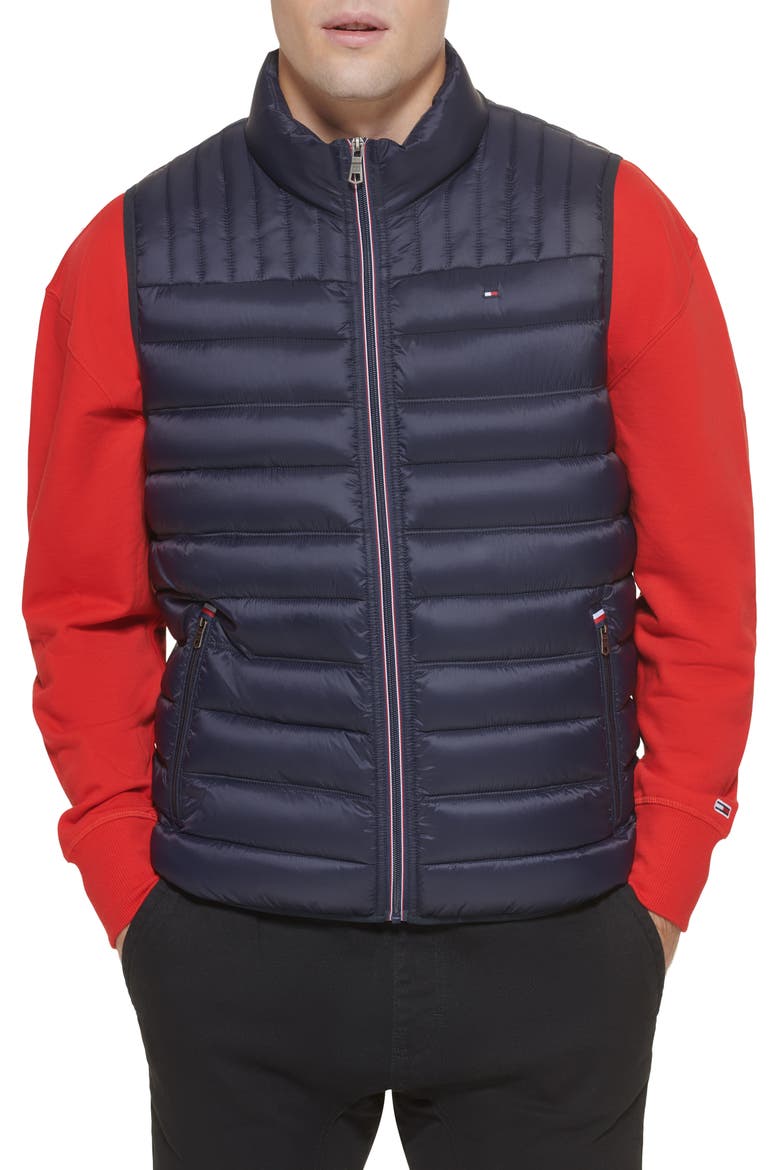 Packable Faux Down Vest, Main, color, MIDNIGHT