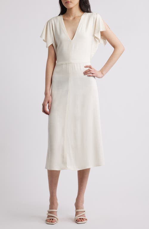 HUGO BOSS BOSS DIESHANA FLUTTER SLEEVE MIDI DRESS 
