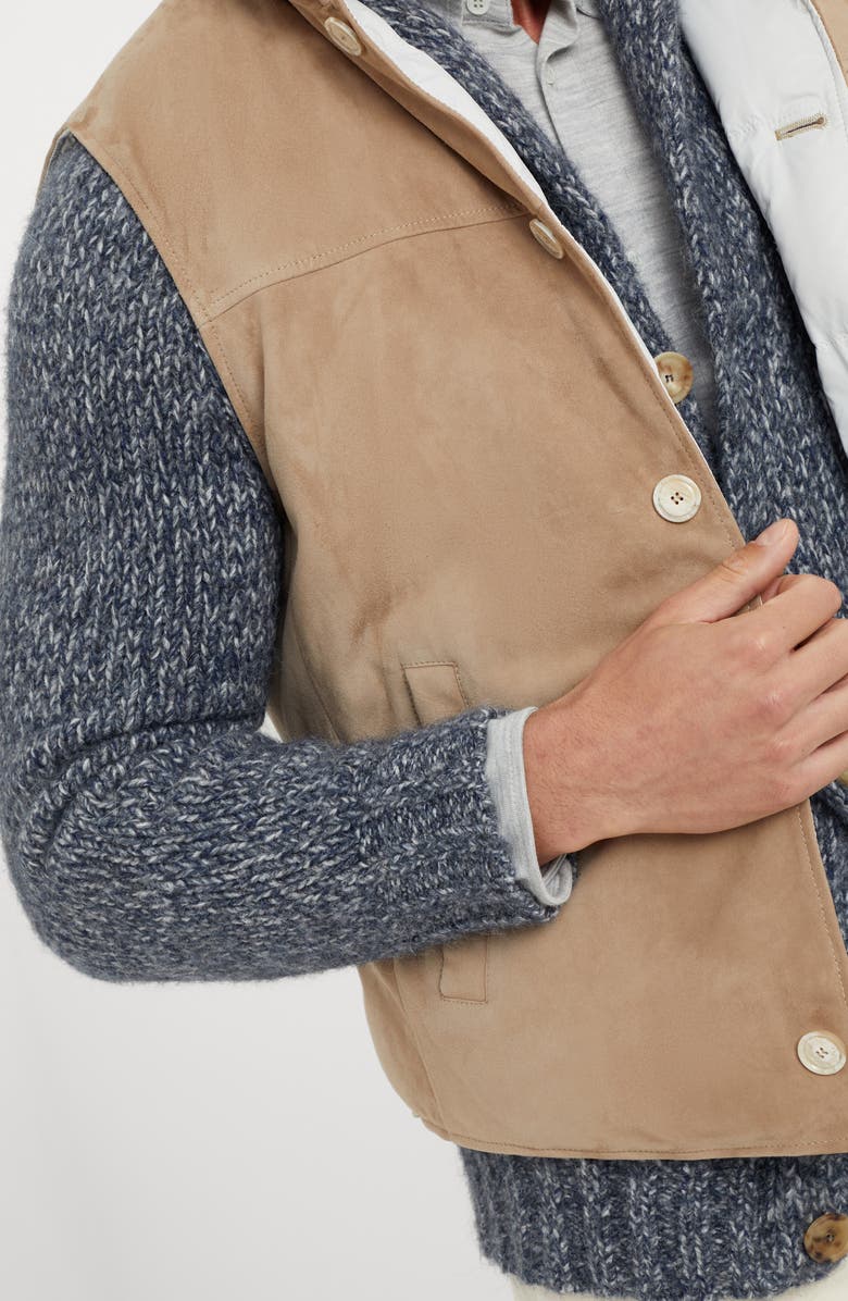 Brunello Cucinelli Suede down vest, Alternate, color, 