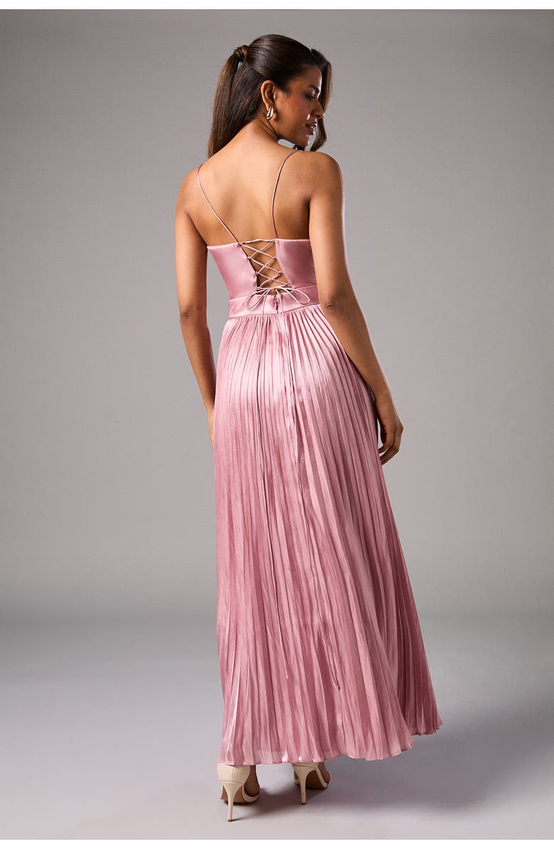 Coast Petite Metallic Pleated Corsage Dress, Alternate, color, Pink