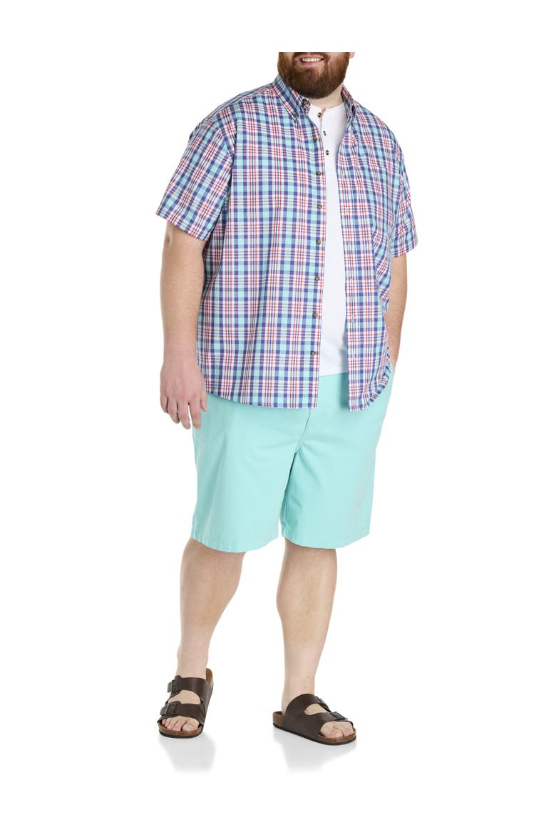 Big & Tall Easy-Care Large Plaid Sport Shirt, Alternate, color, AQUA MULTI