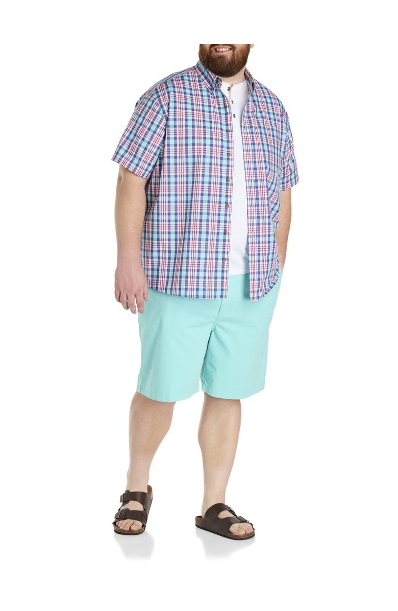Harbor Bay by DXL Big & Tall Easy-Care Large Plaid Sport Shirt, Alternate, color, Aqua Multi
