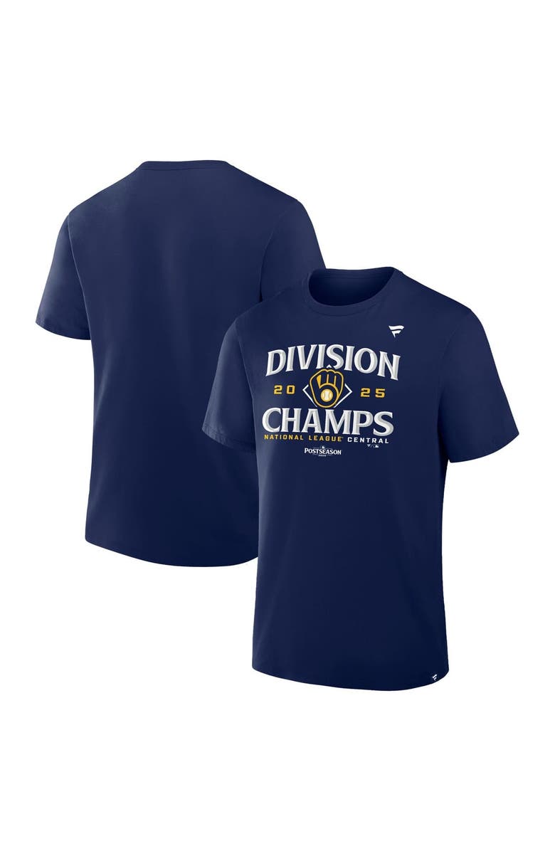 FANATICS Men's Fanatics  Navy Milwaukee Brewers 2025 NL Central Division Champions Locker Room T-Shirt, Main, color, Navy