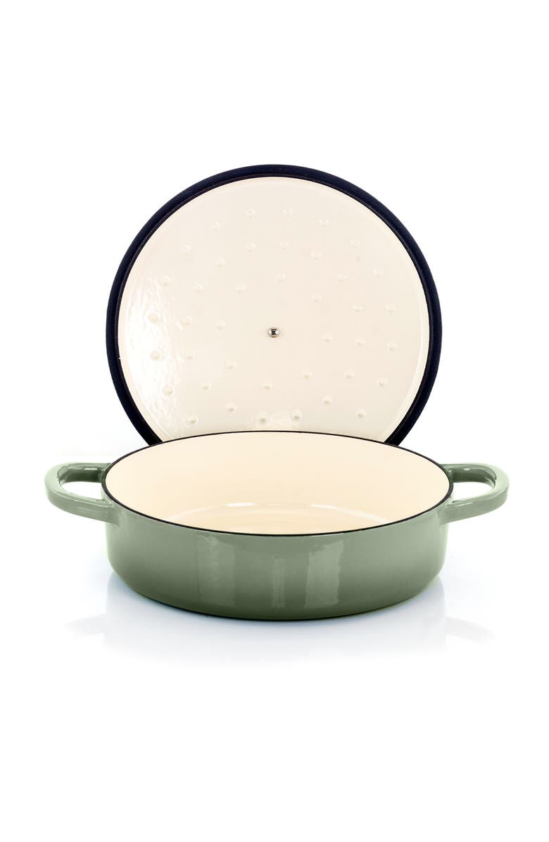 Crock-pot 5 Quart Round Enameled Cast Iron Braiser Pan with Self Basting Lid, Alternate, color, Green