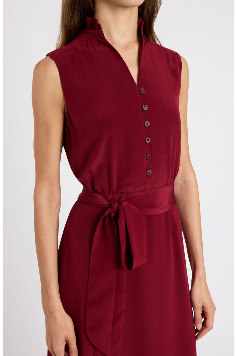 Carson Silk Hi-Lo Ruffle Collar Midi Dress, Alternate, color, Chili Pepper