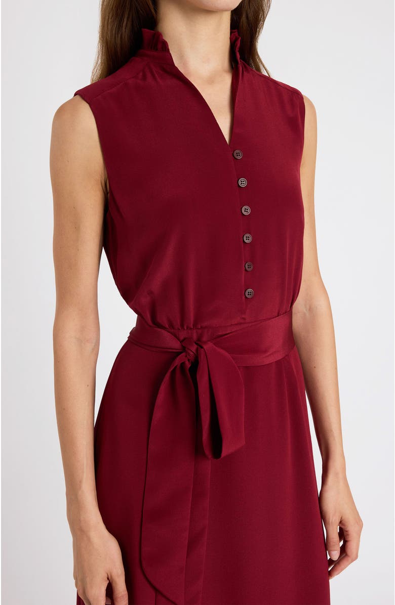 Santorelli Carson Silk Hi-Lo Ruffle Collar Midi Dress, Alternate, color, Chili Pepper