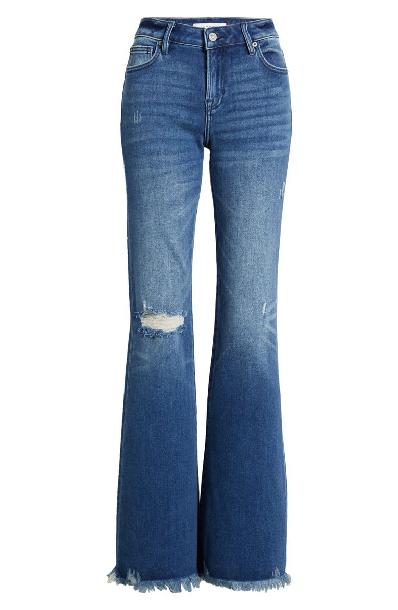 HIDDEN JEANS Ripped Mid Rise Flare Jeans, Alternate, color, Dark Wash