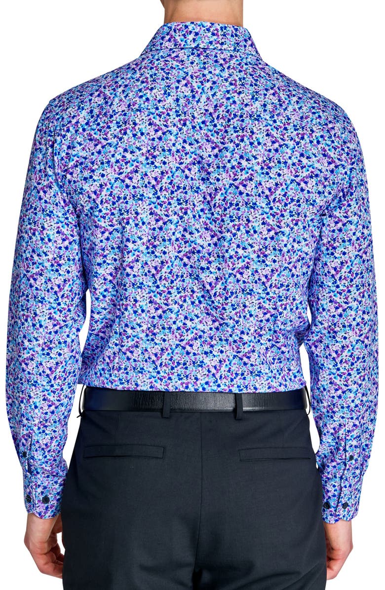 W.R.K Slim Fit Watercolor Floral Performance Dress Shirt, Alternate, color, Purple