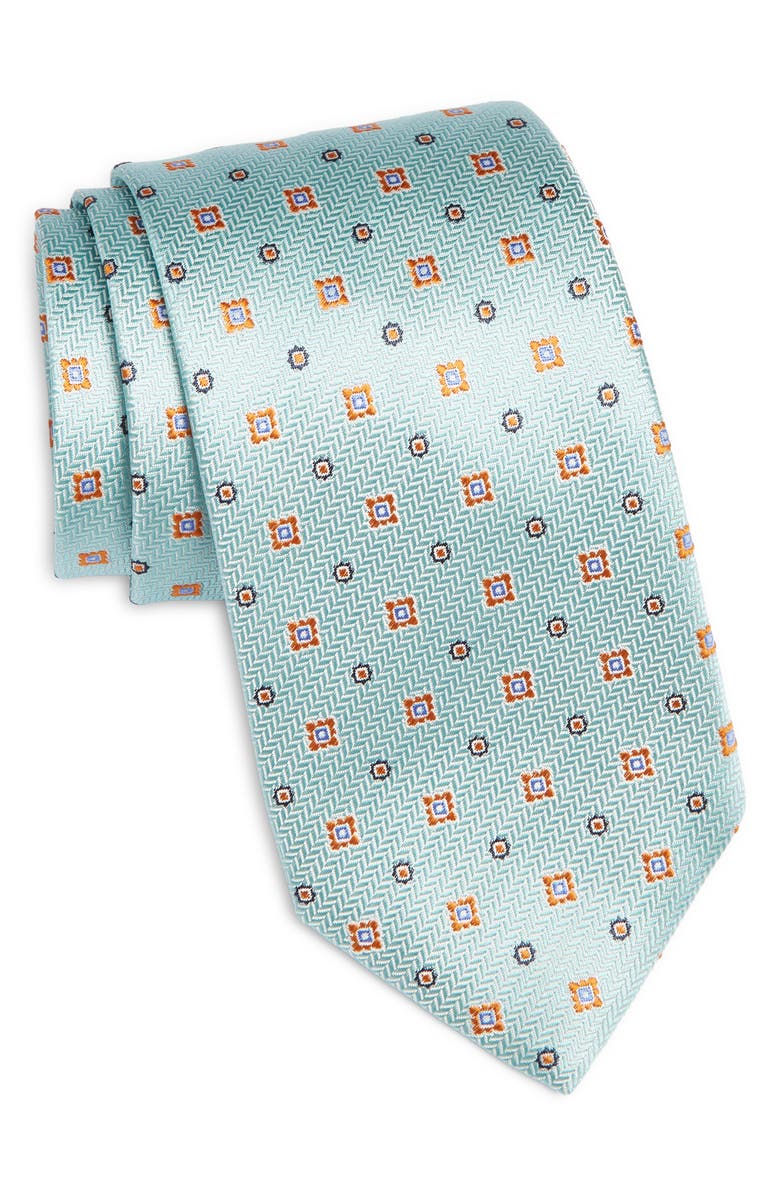 Canali Medallion Silk Tie, Main, color, Light Green