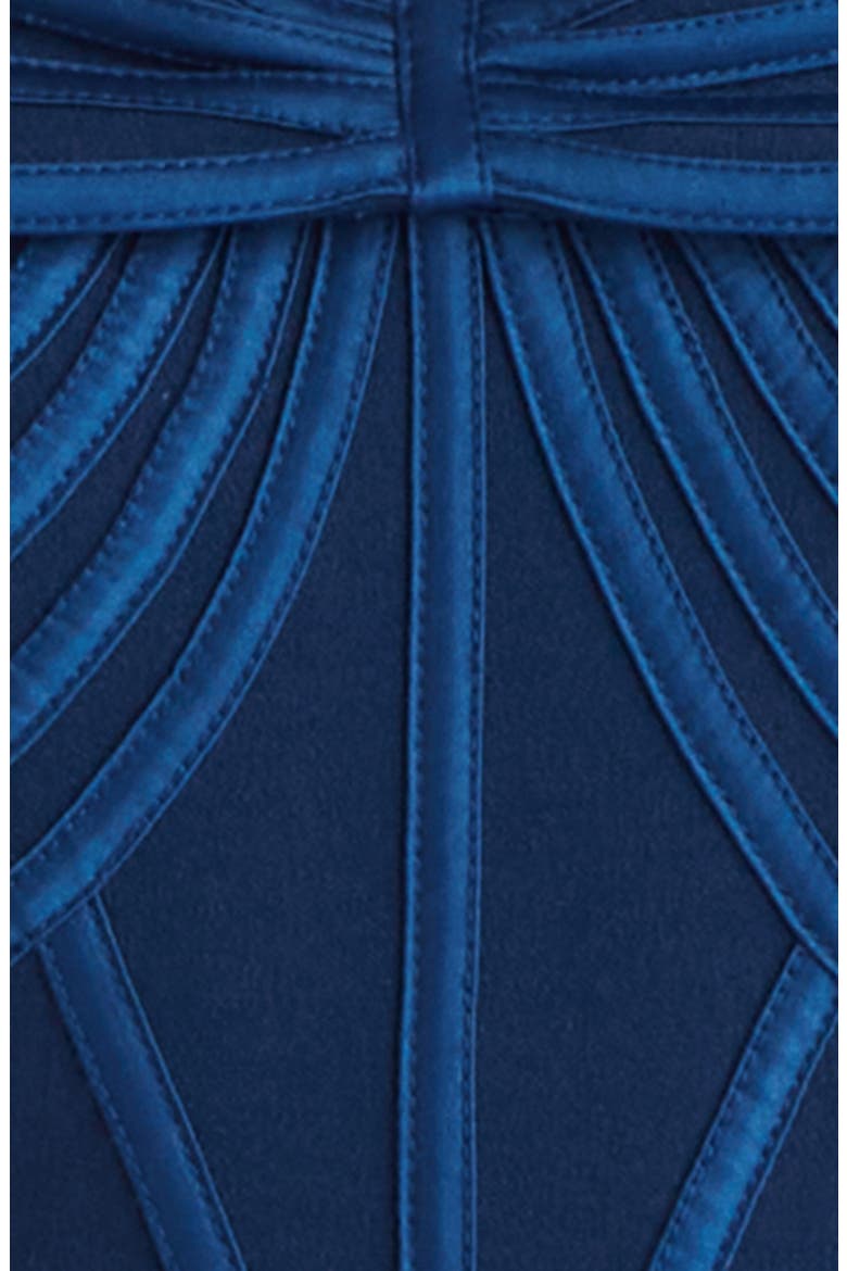 Satin Binding Sheath Cocktail Dress, Alternate, color, NAVY