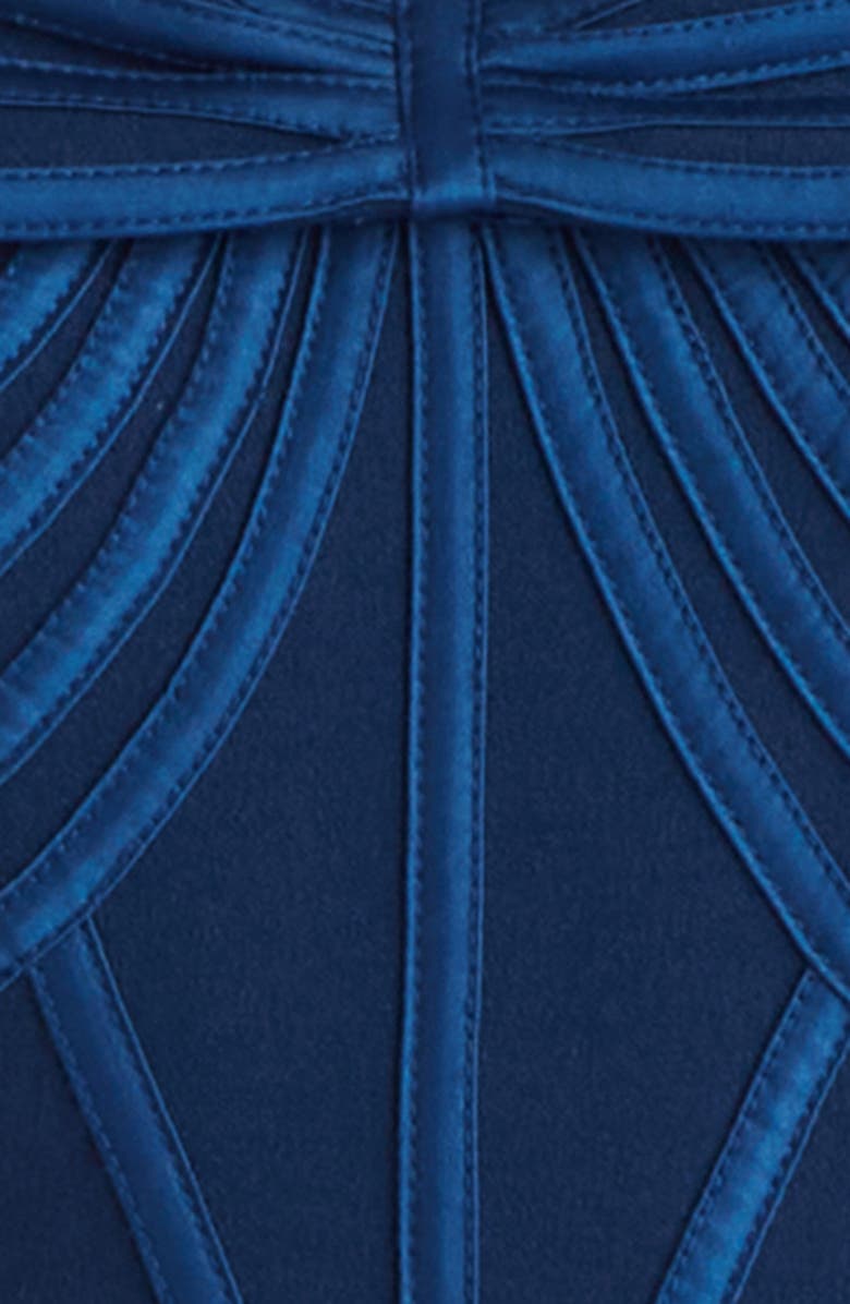 Tadashi Shoji Satin Binding Sheath Cocktail Dress, Alternate, color, Navy