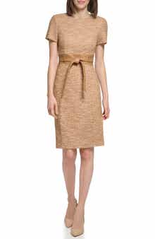 SS BELTED TWEED SHEATH