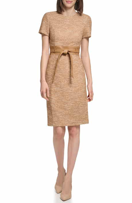 SS BELTED TWEED SHEATH
